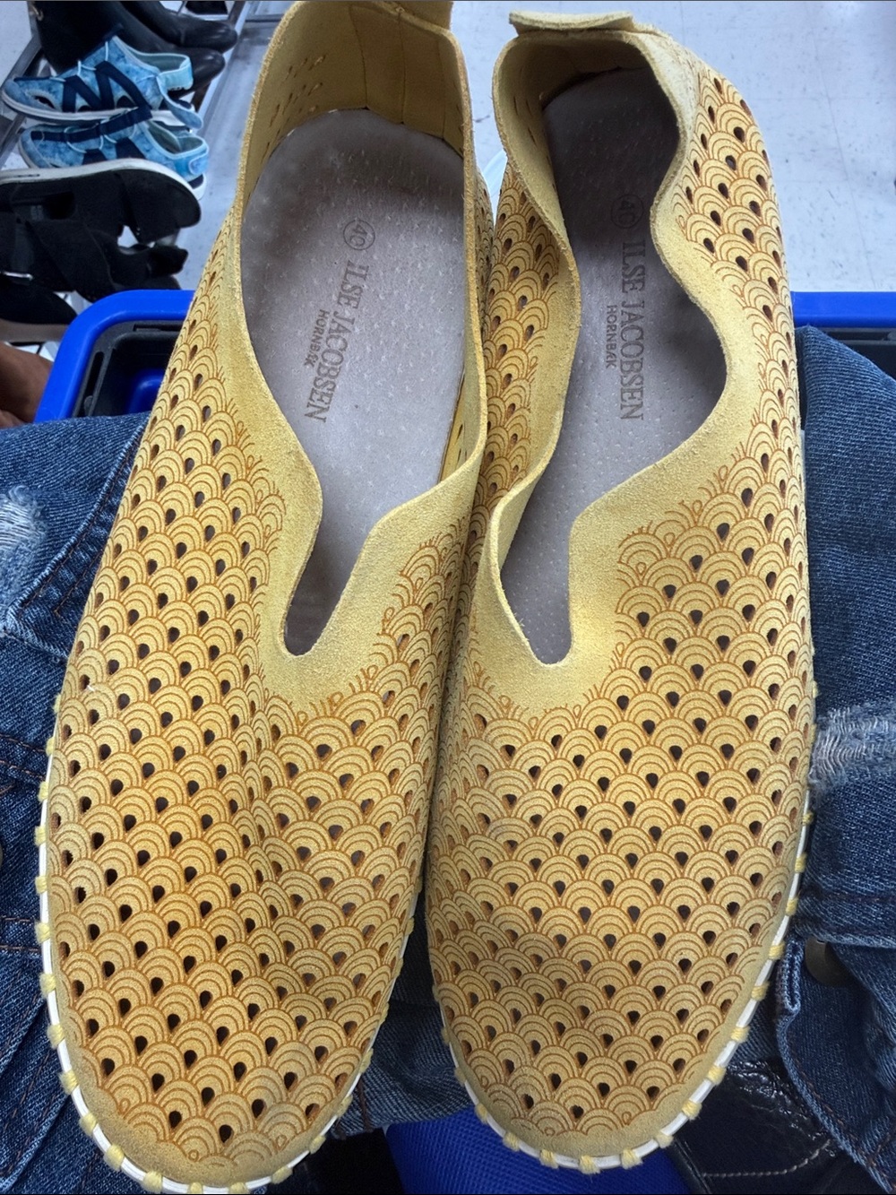 Ilse Jacobsen Yellow Perforated Espadrille Slip-Ons